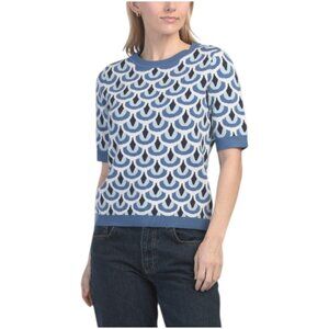 CHRISTIAN SIRIANO NEW YORK Short Sleeve Pull Over Sweater With Geo Pattern